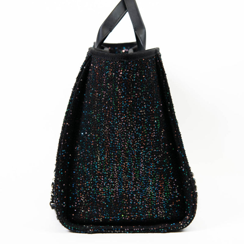 Chanel Black Sequin Canvas Medium Deauville Tote