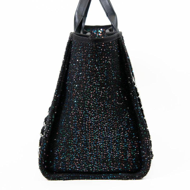 Chanel Black Sequin Canvas Medium Deauville Tote