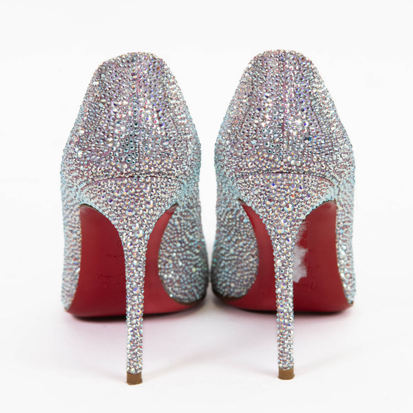 Christian Louboutin Silver Crystal Embellished Kate Strass Pumps Size 38