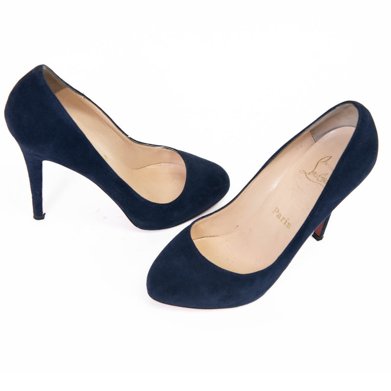 Christian Louboutin Navy Suede New Declic 120 Pumps Size 38.5