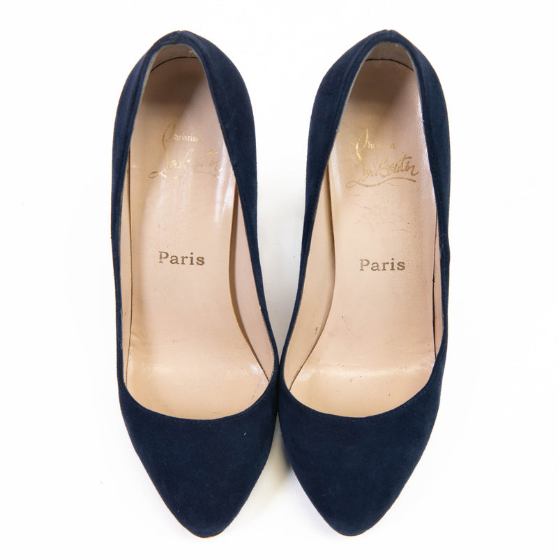 Christian Louboutin Navy Suede New Declic 120 Pumps Size 38.5