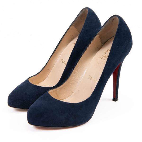 Christian Louboutin Navy Suede New Declic 120 Pumps Size 38.5