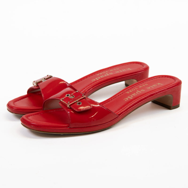 Kate Spade Red Patent Leather Gazebo Slide Sandals Size 9