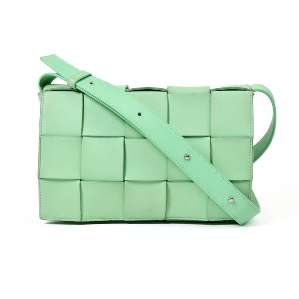 Bottega Veneta Small Green Leather Nappa Intreccio Cassette Bag