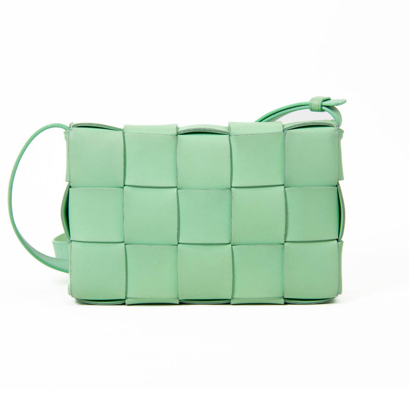 Bottega Veneta Small Green Leather Nappa Intreccio Cassette Bag