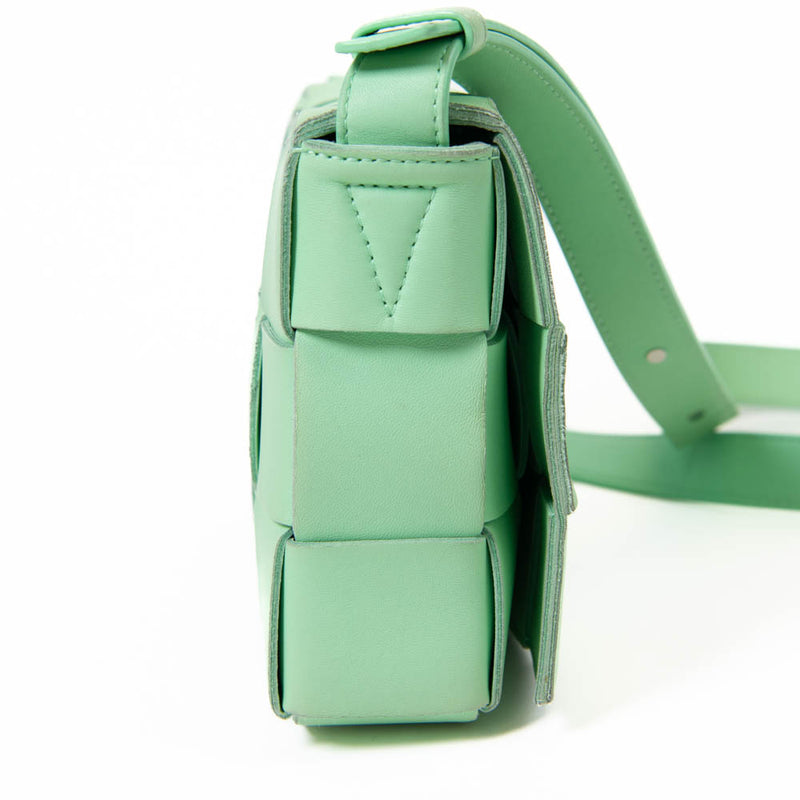 Bottega Veneta Small Green Leather Nappa Intreccio Cassette Bag