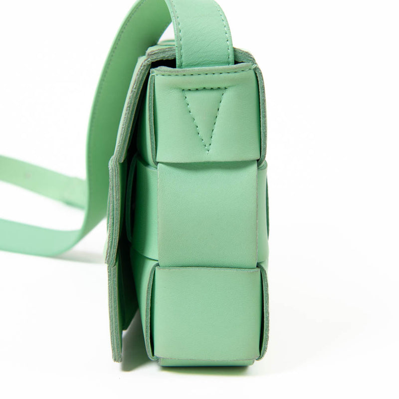 Bottega Veneta Small Green Leather Nappa Intreccio Cassette Bag