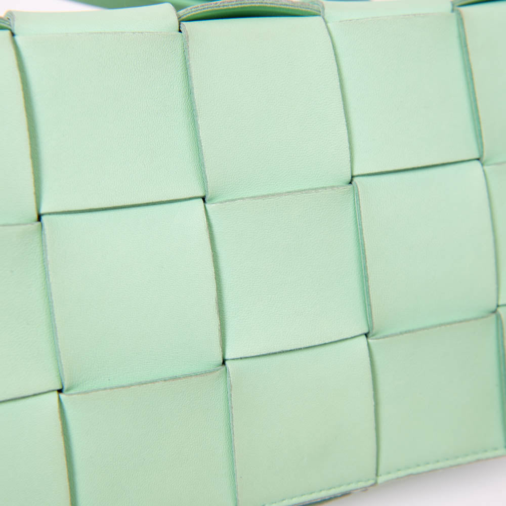 Bottega Veneta Small Green Leather Nappa Intreccio Cassette Bag