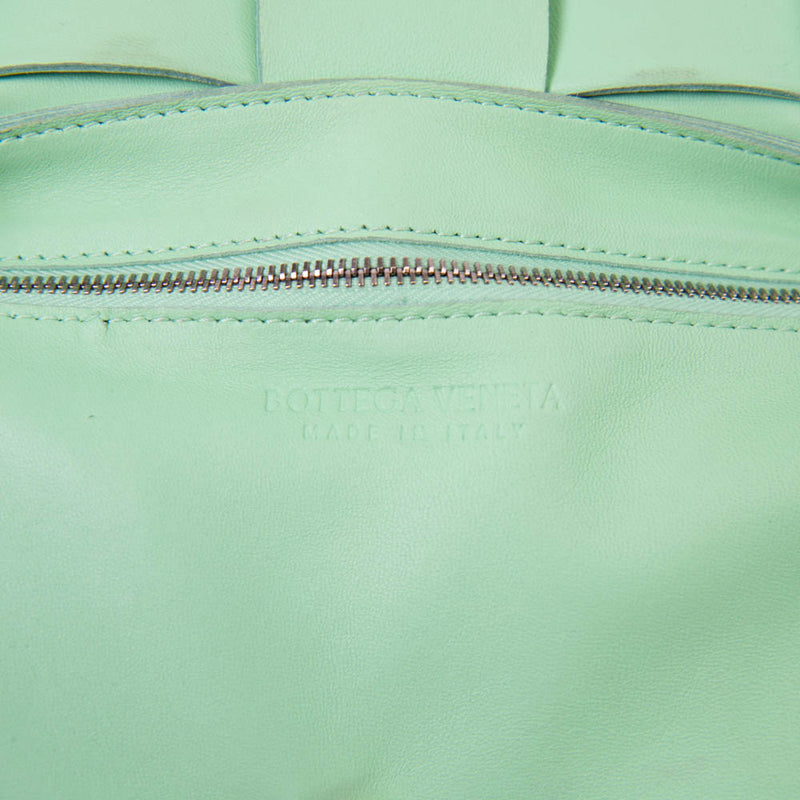 Bottega Veneta Small Green Leather Nappa Intreccio Cassette Bag