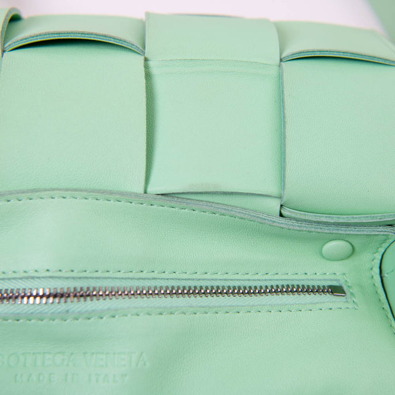 Bottega Veneta Small Green Leather Nappa Intreccio Cassette Bag