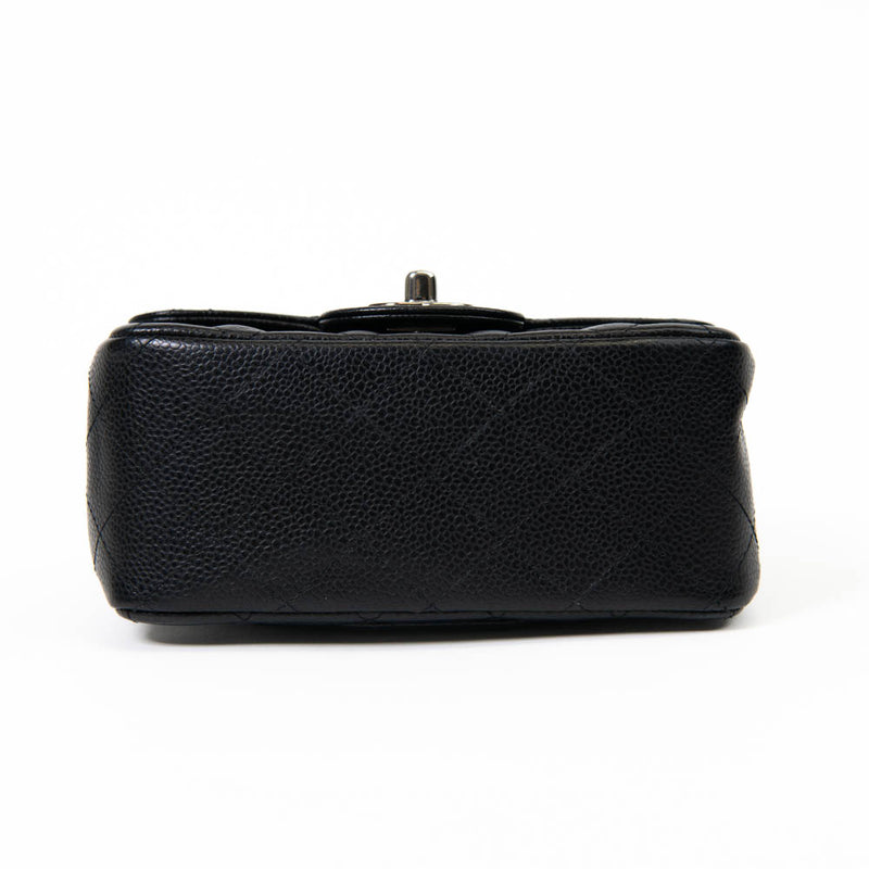 Chanel Black Caviar Leather Quilted Mini Square Flap