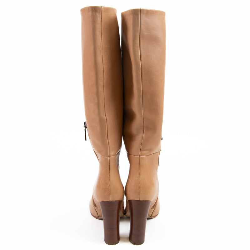 Carlo Pazollini Tan Leather Heeled Knee Length Boots Size 36