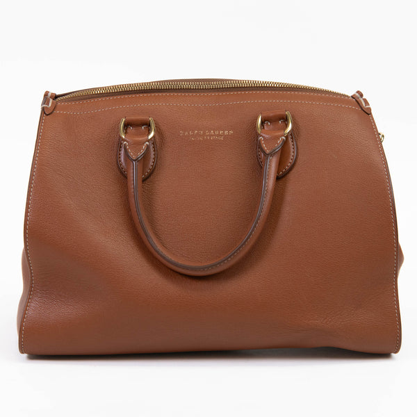 Ralph Lauren Tan Leather Two Strap Handle Tote Bag