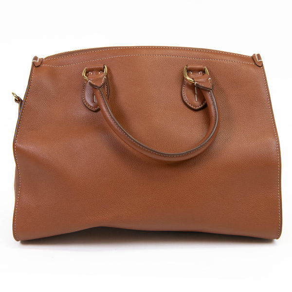 Ralph Lauren Tan Leather Two Strap Handle Tote Bag