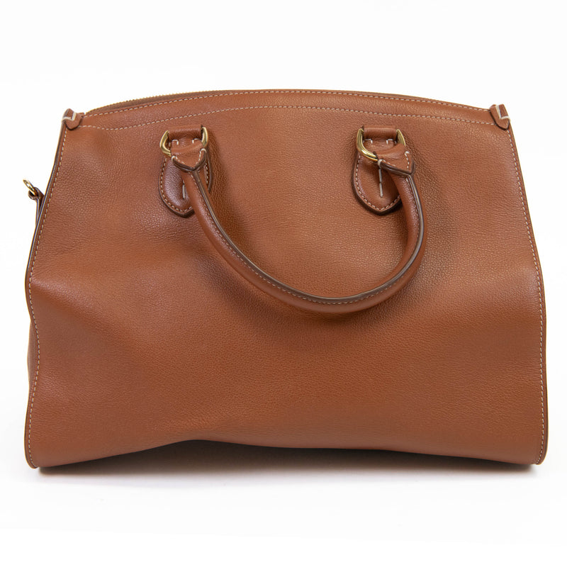 Ralph Lauren Tan Leather Two Strap Handle Tote Bag