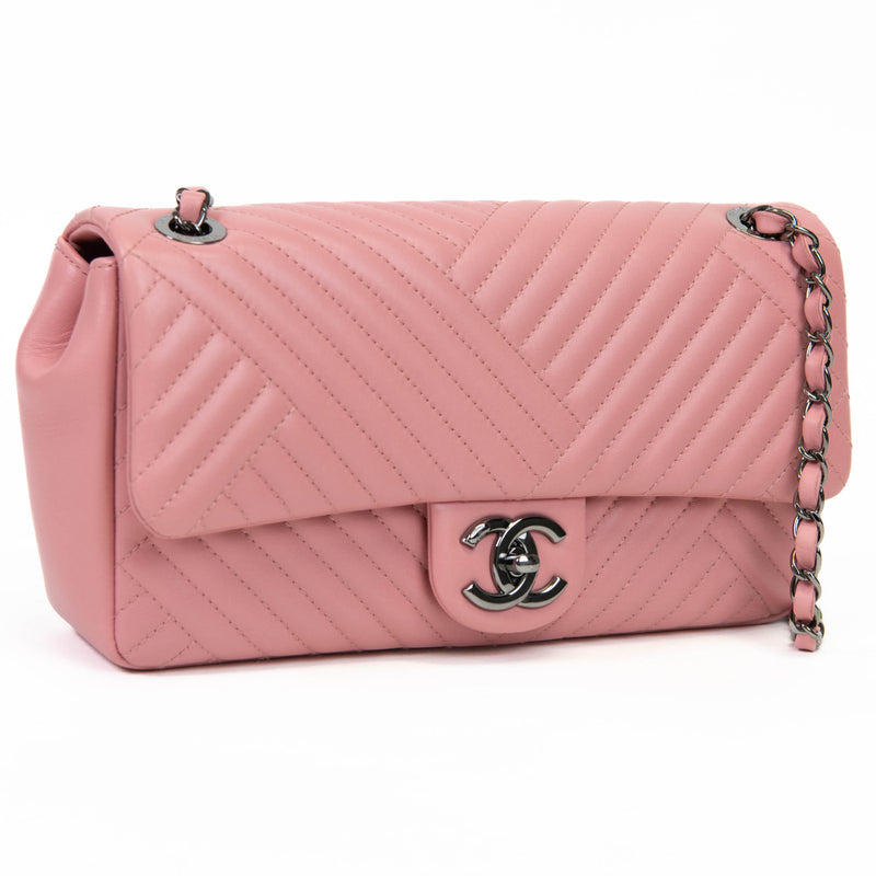 Chanel Pink Lambskin Leather Medium CC Crossing Flap