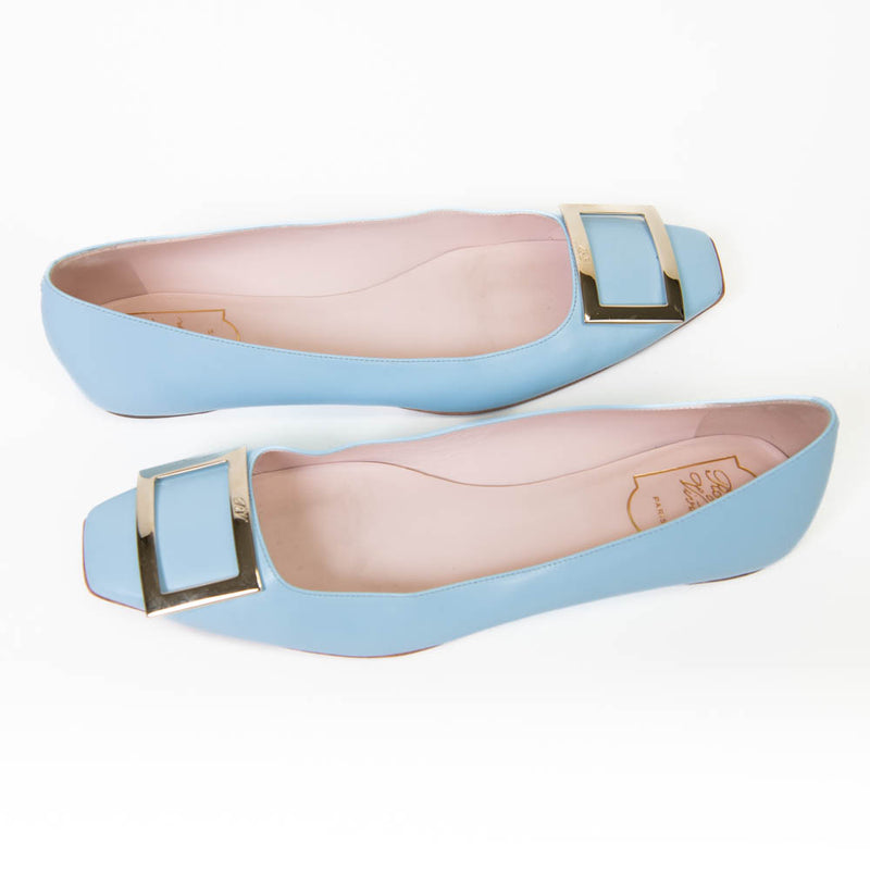 Roger Vivier Blue Patent Leather Flats 40.5