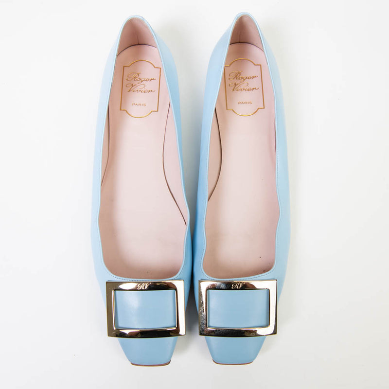 Roger Vivier Blue Patent Leather Flats 40.5