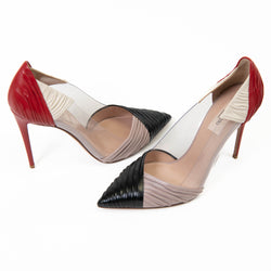 Valentino Garavani Multicolored Ruched Lambskin PVC B-Drape Pumps  38.5