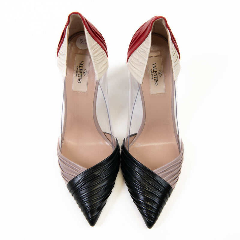 Valentino Garavani Multicolored Ruched Lambskin PVC B-Drape Pumps  38.5