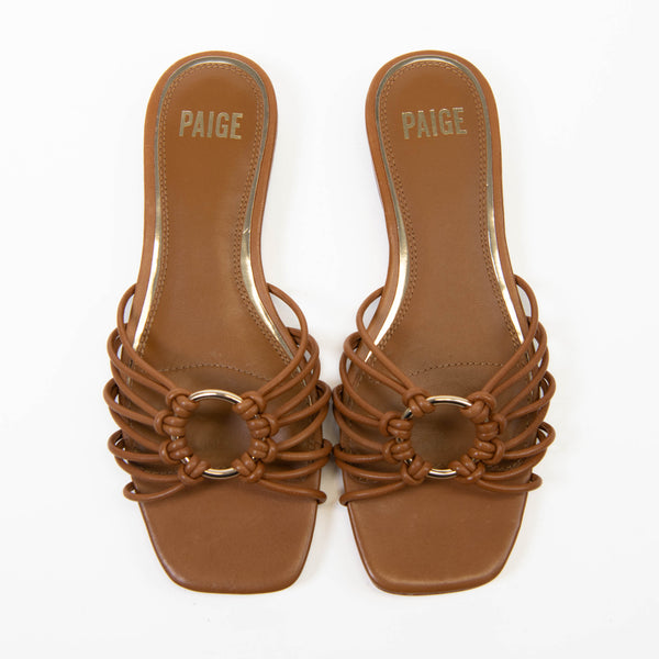 Paige Brown Leather Daya Slide Sandals Size 7