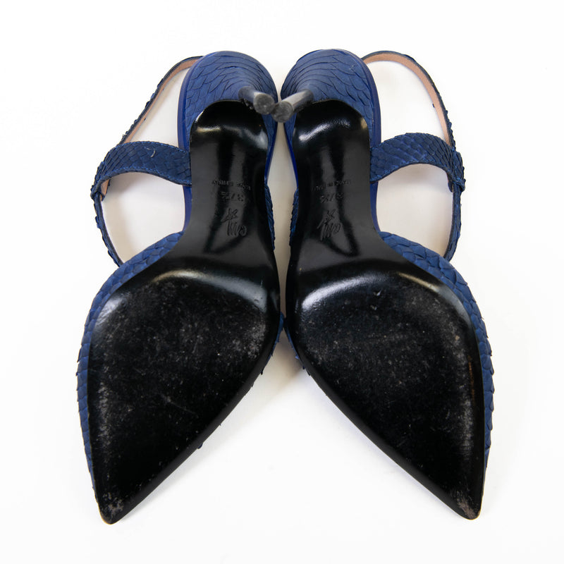 Roland Mouret Blue Leather Slingback Pumps Size 37.5