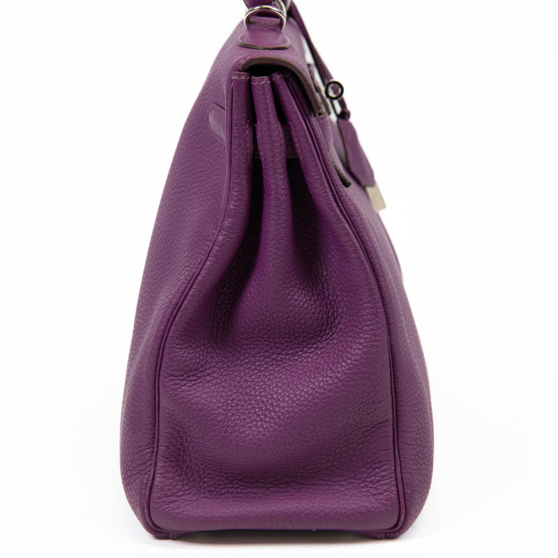 Hermès Kelly 35cm Clemence Leather Retourne Ultraviolet Bag Palladium Hardware