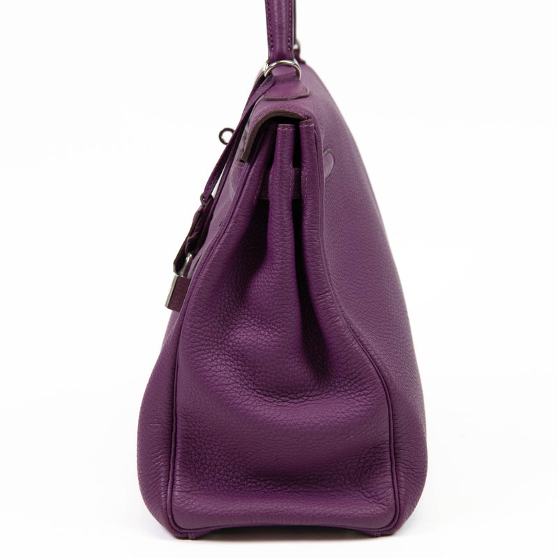 Hermès Kelly 35cm Clemence Leather Retourne Ultraviolet Bag Palladium Hardware