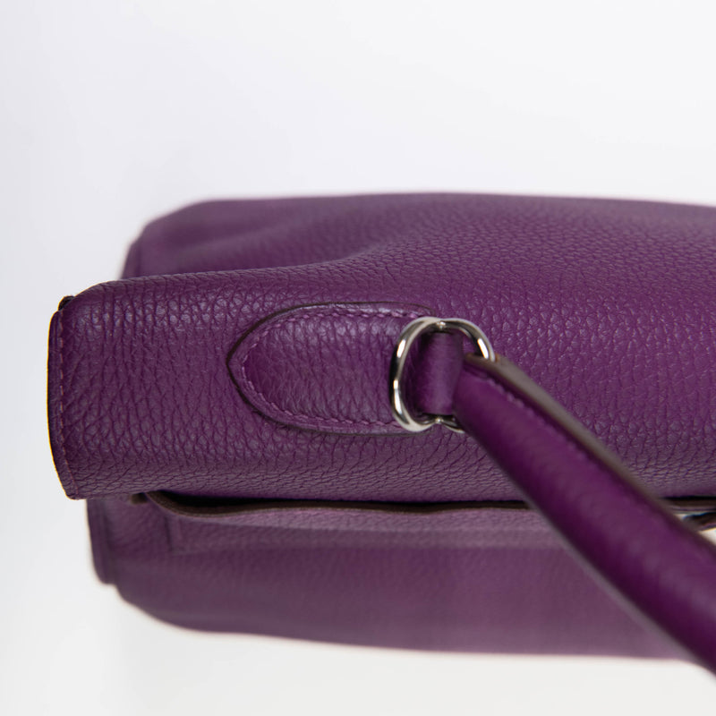 Hermès Kelly 35cm Clemence Leather Retourne Ultraviolet Bag Palladium Hardware