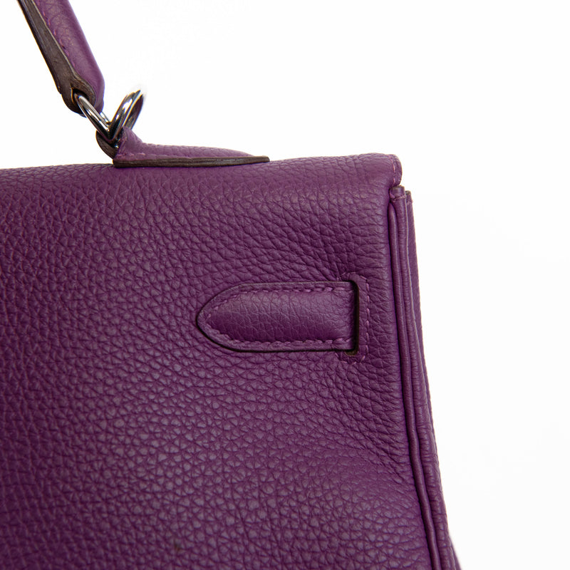 Hermès Kelly 35cm Clemence Leather Retourne Ultraviolet Bag Palladium Hardware