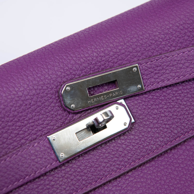 Hermès Kelly 35cm Clemence Leather Retourne Ultraviolet Bag Palladium Hardware