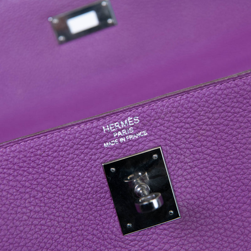 Hermès Kelly 35cm Clemence Leather Retourne Ultraviolet Bag Palladium Hardware