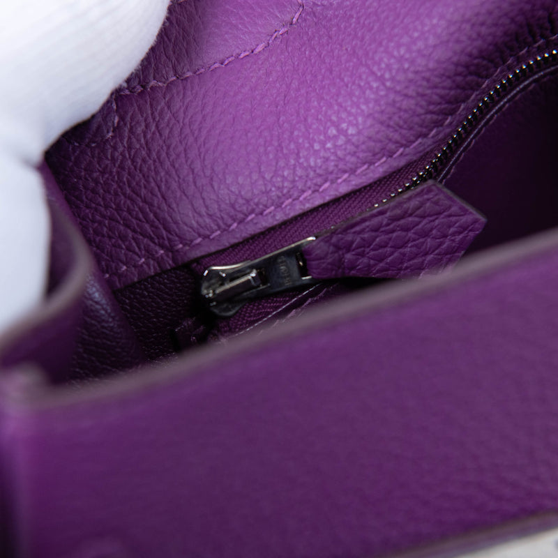 Hermès Kelly 35cm Clemence Leather Retourne Ultraviolet Bag Palladium Hardware