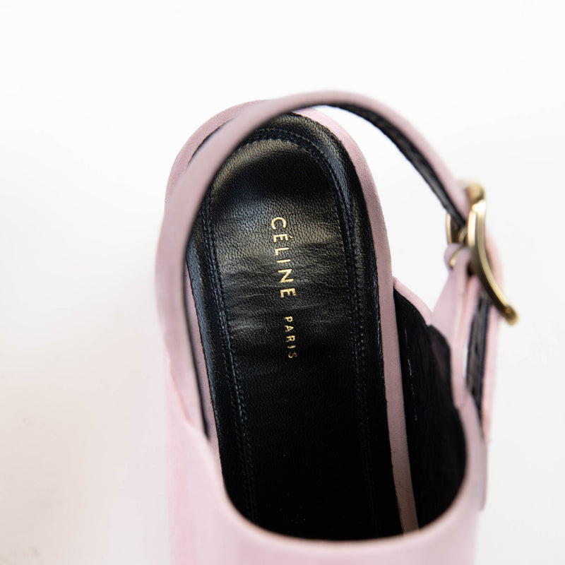 Celine Pink Suede Slingback Sandals Size 39.5