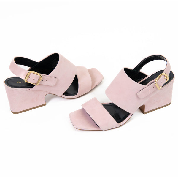 Celine Pink Suede Slingback Sandals Size 39.5