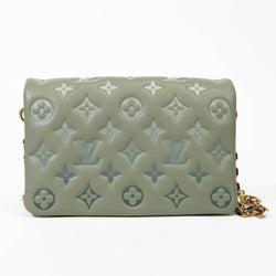 Louis Vuitton Coussin Green Lambskin Embossed Monogram Pochette