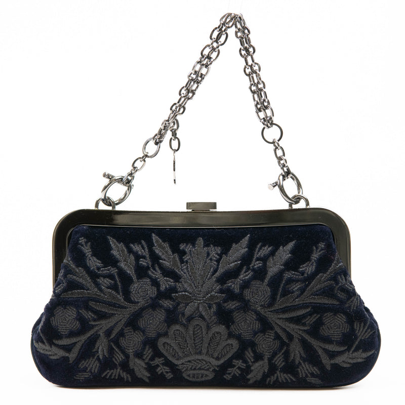 Gucci x Tom Ford Limited Edition dark navy blue Velvet Embroidered Evening Bag