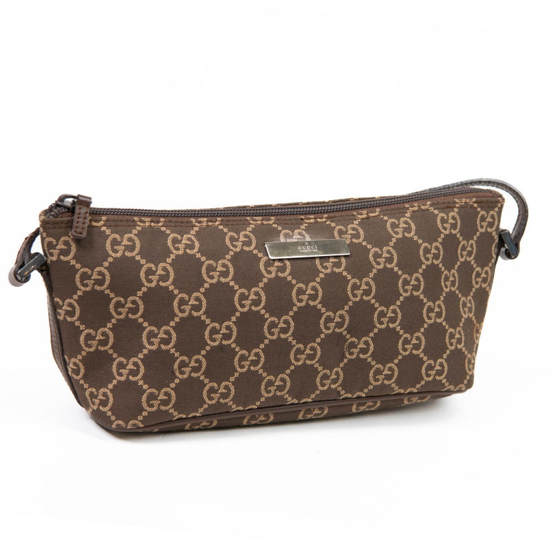 Gucci Monogram Brown and Beige Canvas Supreme Boat Pochette