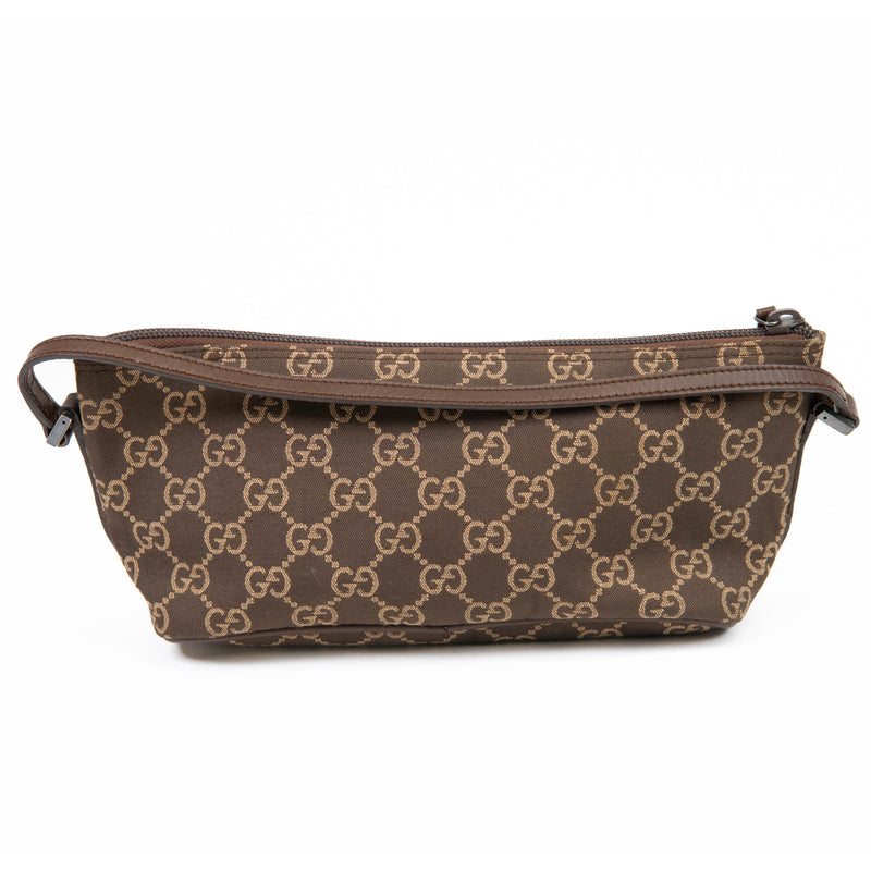 Gucci Monogram Brown and Beige Canvas Supreme Boat Pochette