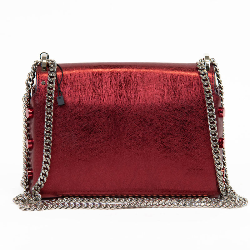 Jimmy Choo Metallic Red Leather Lockett City Shoulder Bag