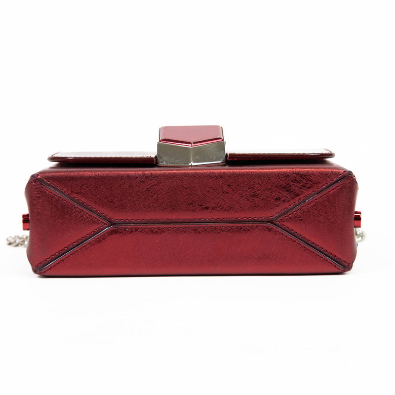 Jimmy Choo Metallic Red Leather Lockett City Shoulder Bag