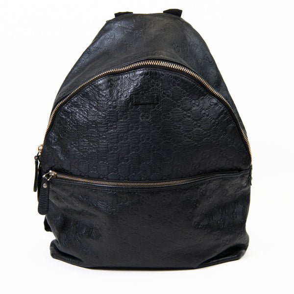 Gucci Guccissima Black Leather Men's Top Handle Backpack