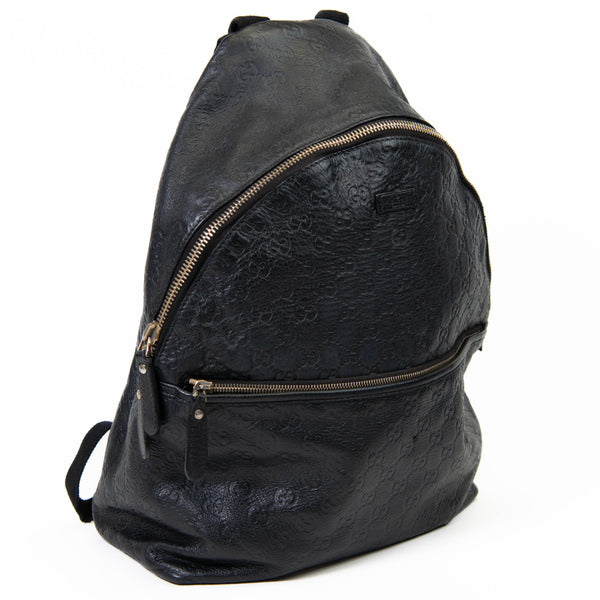 Gucci Guccissima Black Leather Men's Top Handle Backpack