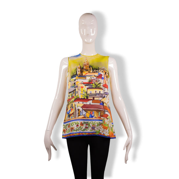 Dolce & Gabbana Multicolor City Painted Sleeveless Top Size 38