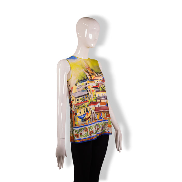 Dolce & Gabbana Multicolor City Painted Sleeveless Top Size 38