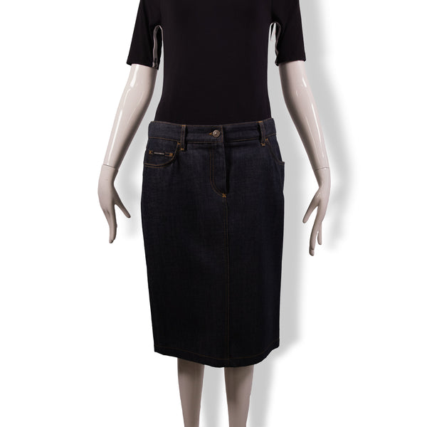 Dolce & Gabbana Dark Wash Denim Pencil Skirt Size 44