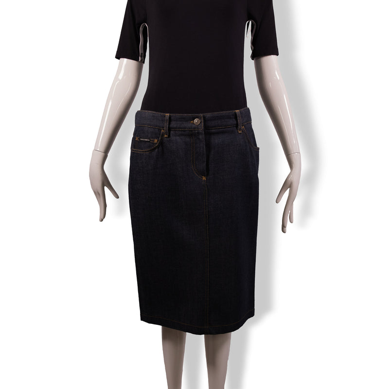 Dolce & Gabbana Dark Wash Denim Pencil Skirt Size 44