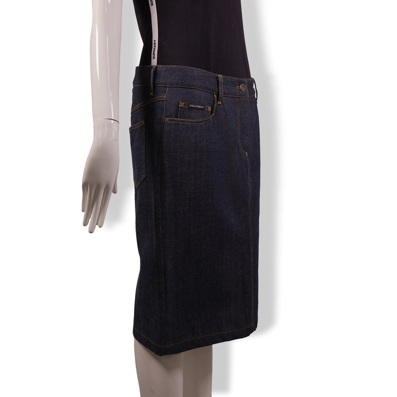Dolce & Gabbana Dark Wash Denim Pencil Skirt Size 44
