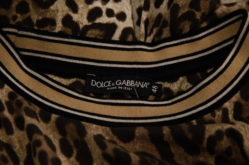 Dolce & Gabbana Tan Brown Cheetah Print Short Sleeve Top Size 48