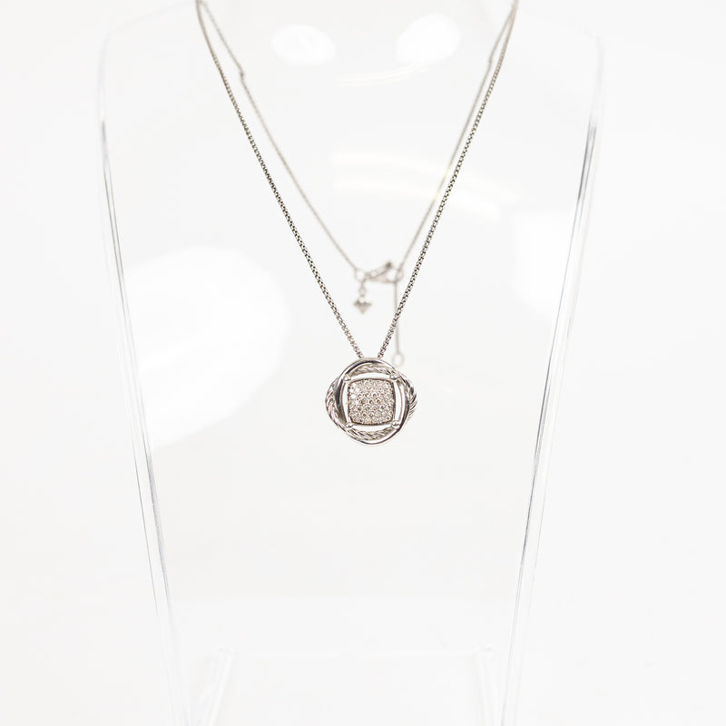 David Yurman White Gold Pavé Diamond Infinity Pendant Necklace